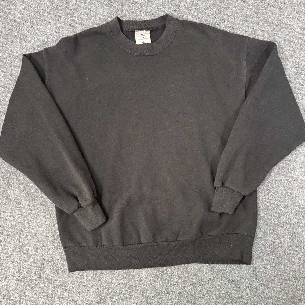 🧶 Vintage 90s Jerzees Nublend Sweatshirt Mens L Large Black Blank Made in USA